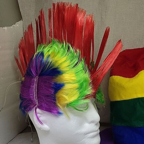 Rainbow color accessories.Hat, wigs, lashes, nose, teeth PRIDE, PARADE FUN - Picture 6 of 6